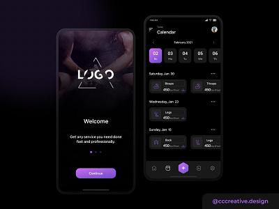 Dark Theme Workout App Design black background bright colors clean interface color pops concept logo dark theme ui ui design ux ux design