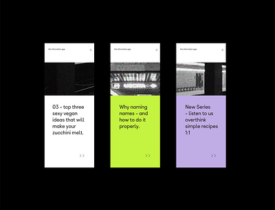The Information Gap - colours scheme composition design graphic layout millennials minimal modern neon colors screen ui