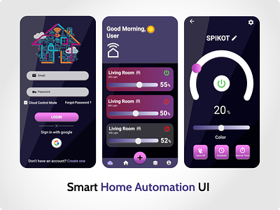 Smart home automation mobile UI app automation design home minimal smarthome ui ux vector
