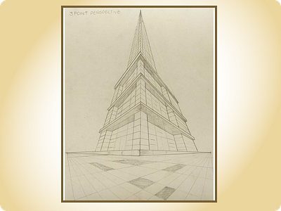 Three point perspective drawing
