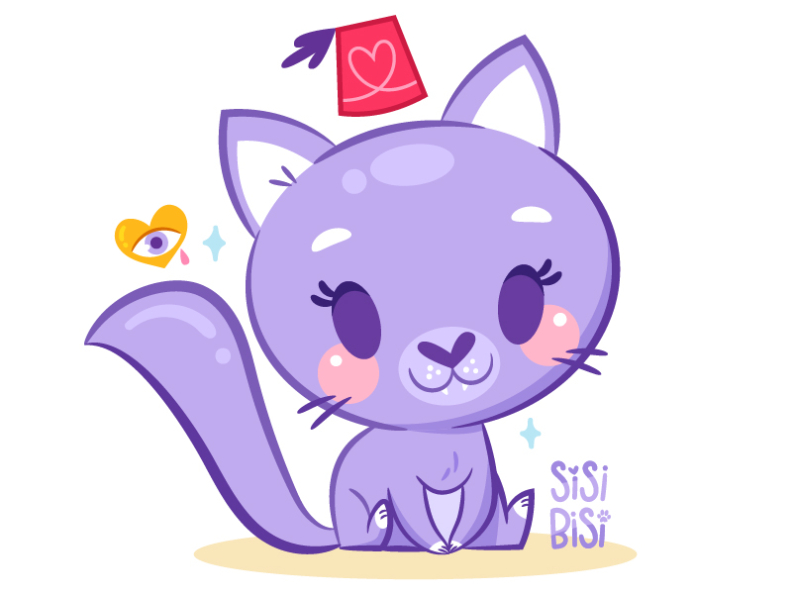 SisiBisi the Lebanese Cat bisi cat cats cute evil eye fez illustration kitten kitty levant purple pussy pussycat sisi sisibisi