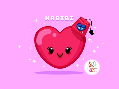 HABIBI arab arabic bisi cat design fez habibi habibti hear illustration kawaii lebanon liban love lover lovers pink red valentines you