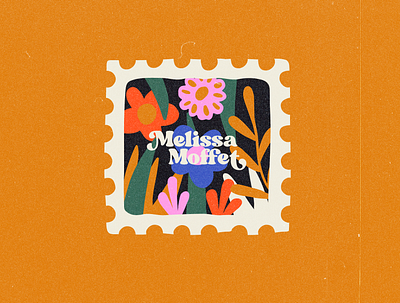 Melissa Moffet Stamp Illustration 70s branding coach branding coaching flower illustration flowers icon logo postage stamp stamp stamp design typography