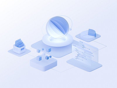 Future technology 3d 3d art 3d illustration bledner design education fin tech gradient graphic design homepage illustration interface isometric landing minimalist technology ui ux