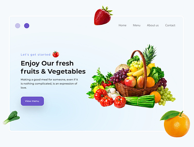 Fresh fruits and Vegetables landing page branding design ui