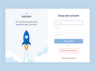 Asgard Analytics - Sign up analytics app dashboard data interface research ui