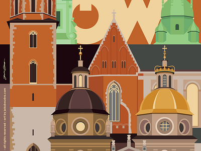 Retro Travel Poster Detail of Cathedral