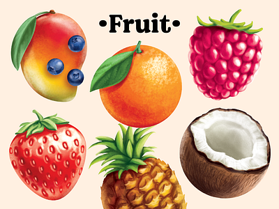 Retro Painted Fruit Illustration