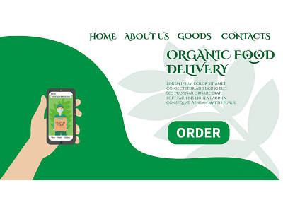 Layout web page delivery of organic products. delivery illustration landingpage mobile site stayhome vector