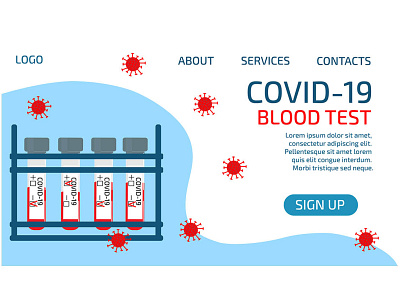 Web page of the Laboratory for the analysis of blood for coronav blood coronavirus covid 19 illustration pandemic test vector