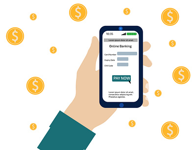 Online banking in a mobile phone. illustration mobile online online shop pay payment vector