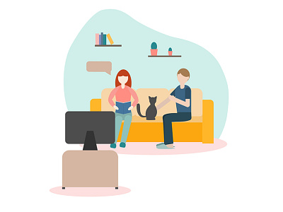 Family sitting at home on the couch watching TV. Pandemic. coronavirus covid 19 family husband illustration pandemic stay home stayhome vector wife