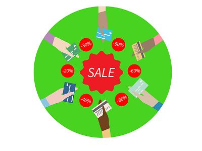 Online sale of goods. Hands of people with bank card.