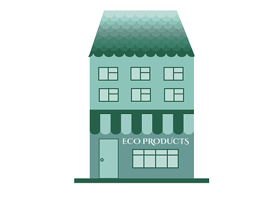 Shop eco products. A nice green house in the vector. eco house illustration products shop vector