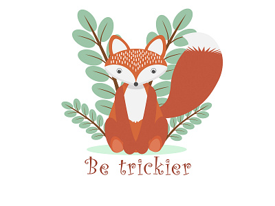 Little fox illustration vector for print, pattern.