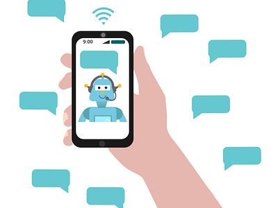 Chatbot concept. User chatting with chatbot in mobile app. bot chat chatbot design illustration mobile online vector