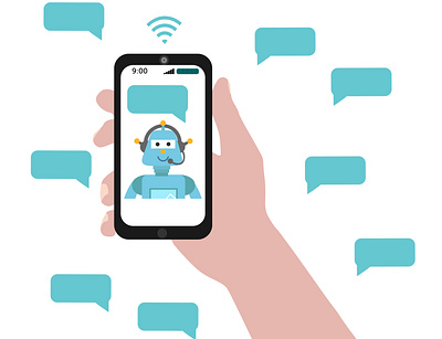 Chatbot concept. User chatting with chatbot in mobile app. bot chat chatbot design illustration mobile online vector