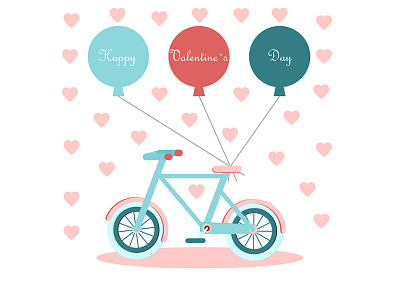 Colorful Happy Valentine's day. Greeting card in a flat style.