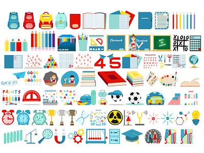 Big set Back to school. Education concept. Vector style. design education illustration online school school logo vector