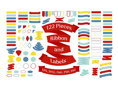 Big set of 122 Ribbons and labels, stickers, frames, banners. banner design element graphic illustration label ribbon ribbons template vector web