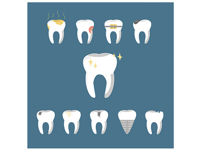 Cartoon Formation Dental Problems Set Health Care Tooth Concept