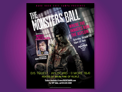 Poster Design - Hard Rock Tampa branding design halloween party illustration logo monsters typography