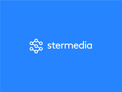 Stermedia Logo ai blue brand branding clean design flat icon identity lettering logo mark minimal software house tech type typography vector