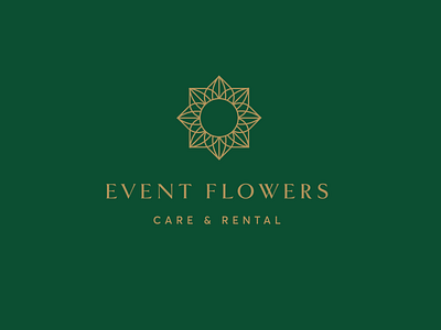 Event Flowers Logo beige branding clean event flower flowers geometry gif gold green hello identity mark minimal plant plants rent type typography