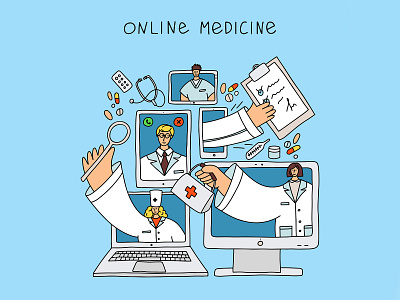 Online medicine design digital doodle doodle art illustration procreate vector web