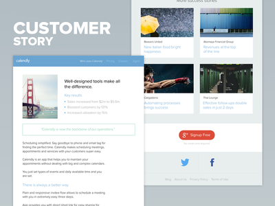 Customer Story app calendly design flat marketing ui ux web
