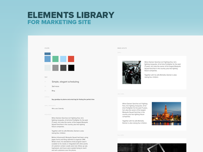 Marketing Library. How we handle common elements app approach design flat library marketing ui