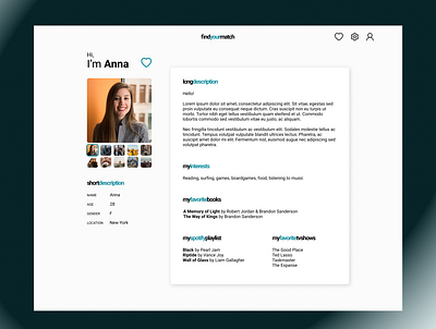 User profile on a dating website dating datingprofile design typography ui user userprofile webdesign website