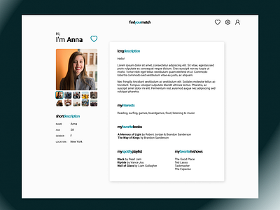 User profile on a dating website dating datingprofile design typography ui user userprofile webdesign website