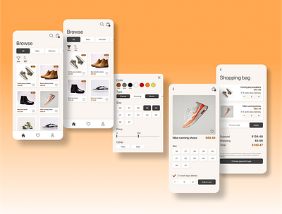 Mobile app for a shoe store app appdesign design onlinestore store typography ui webapp webshop webstore