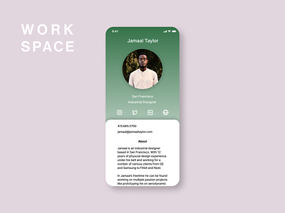 Work Space - User Profile app branding dailyui design typography ui ux web