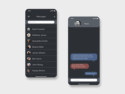 Dark Messenger Design app app design dailyui design message app messenger ui ux