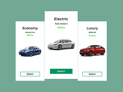Rent Car Pricing Page