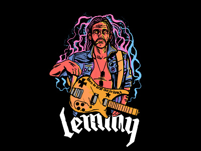 Lemmy handdrawn illustration lemmy motorhead outtolunch