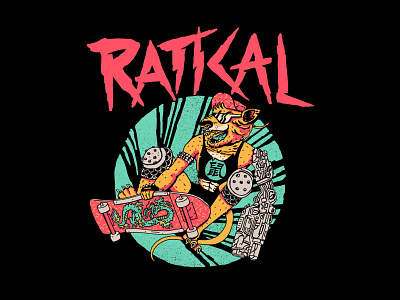 Ratical 80sillustration 80srat design handdrawn illustration metalrat rat vintage