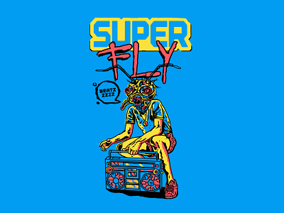 Super Fly beats boombox design fly handdrawn hiphop illustration superfly supermario texture
