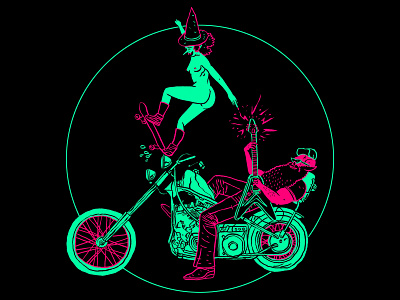 Witches Ride for Free design doommetal illustration motorcycle shirtart stonermetal witch