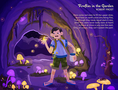 Fireflies in the Garden art childrens book childrens illustration design illustration poetry summertime typography