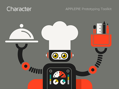 Applepie Character app application cartoon character cook robot tool toolkit vector