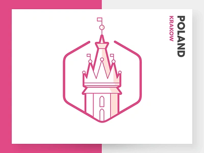 Krakow 2d building city clean design flat icon illustration krakow logo poland vector