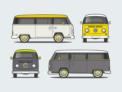 VOLKSWAGEN T2 bus design flat graphic illustration retro t2 vector vintage volkswagen vw
