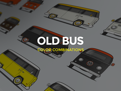 VOLKSWAGEN T2 (14 color combinations) bus design flat graphic illustration retro t2 vector vintage volkswagen vw