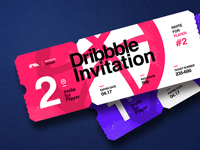 Two Dribbble Invites design dribbble flat icon illustration invitation invite lettering logo type typography vector