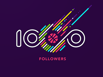 1000 Followers 1000 branding design dribbble flat followers icon illustration lettering typography vector