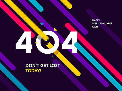 Happy 404 day! 404 branding design developer flat illustration lettering stripes type typography vector web