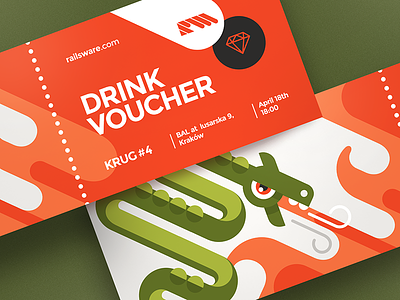 Krug Drink Voucher branding character cracow design dragon drink flat icon illustration krakow ticket vector